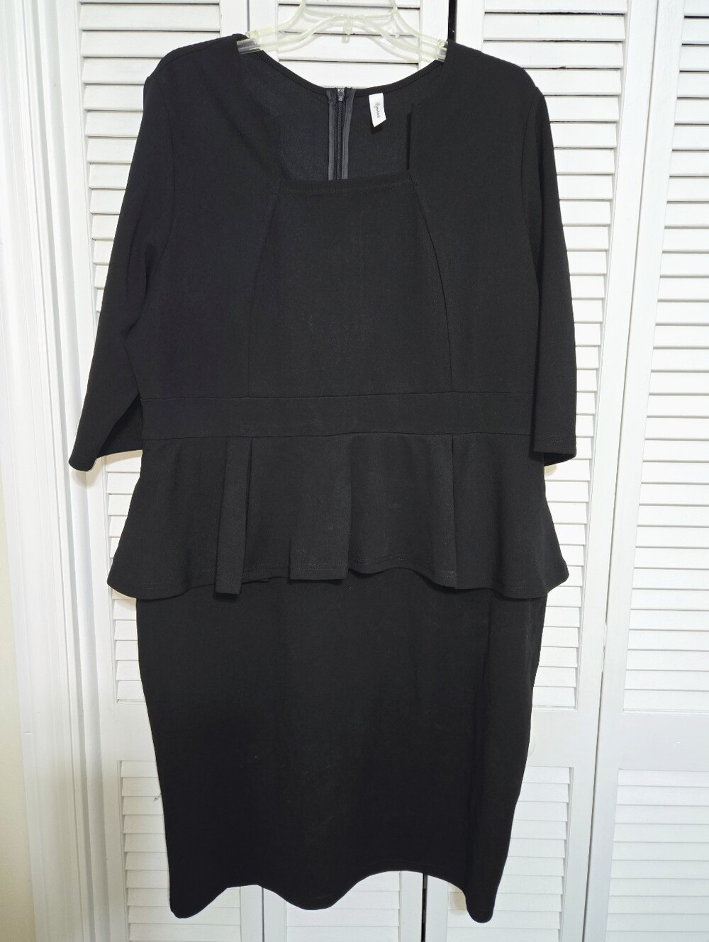 Runwind Women's 2X Black Peplum Dress - Stylish Office Church - Picture 2 of 11